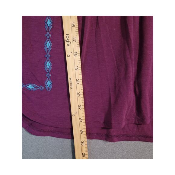 Boho Babydoll Embroidered Top Maroon Y2K Free People Style Girls XL - Picture 6 of 6